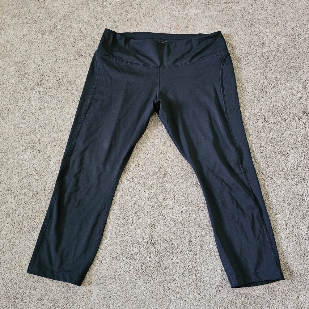Nike Dri-FIT Crop Leggings Womens Large Black Mesh Running Yoga Athletic Gym L